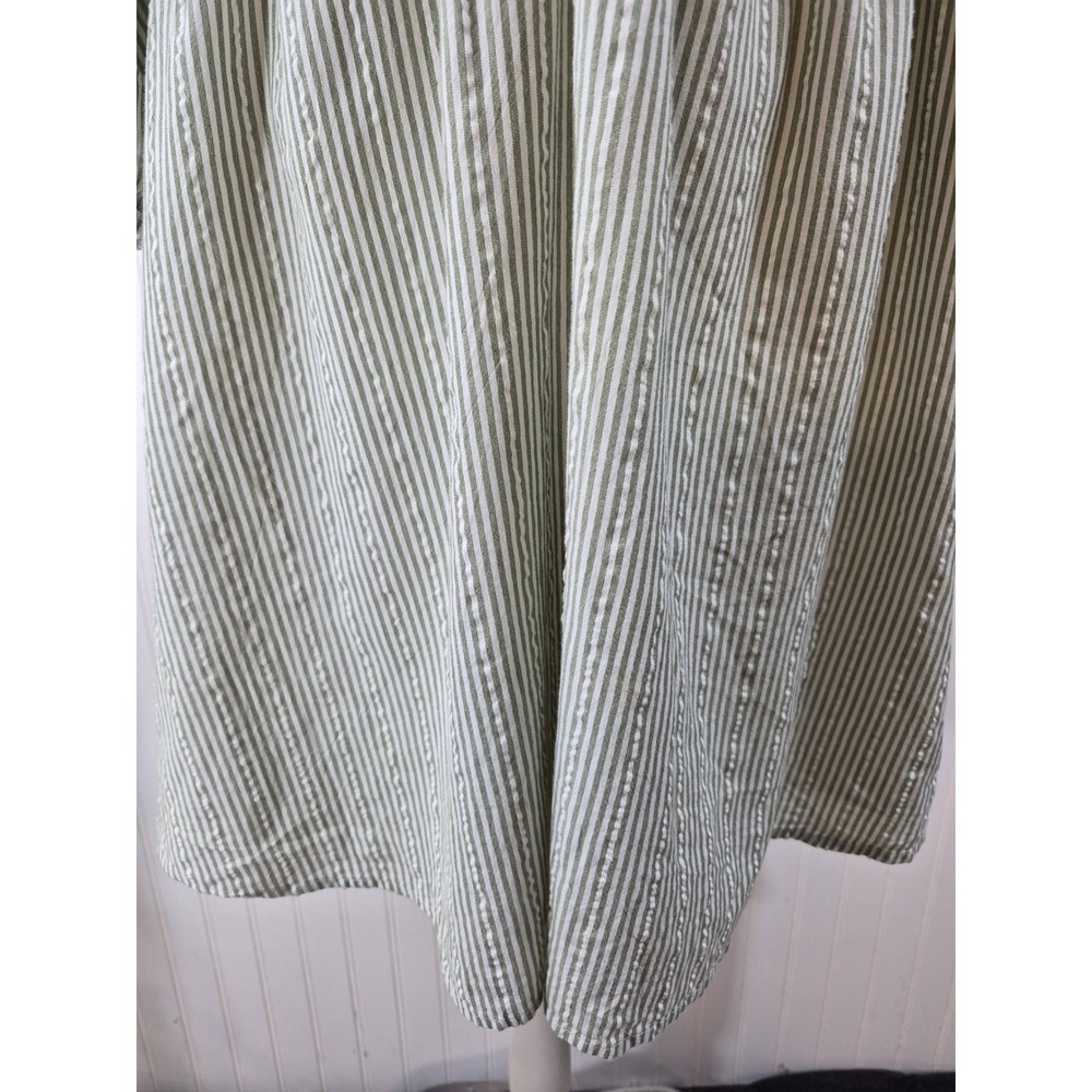 American Eagle Green Stripe Embroidered Cottagecore Puff Sleeve Mini Dress Large - Picture 5 of 10